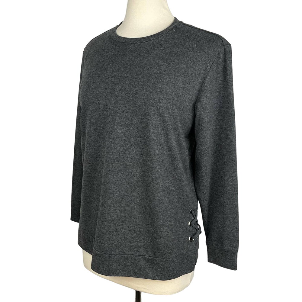BLACK RIVET | Dark‎ Gray Lace Up Sides Cotton Blend Sweatshirt | Women's Small